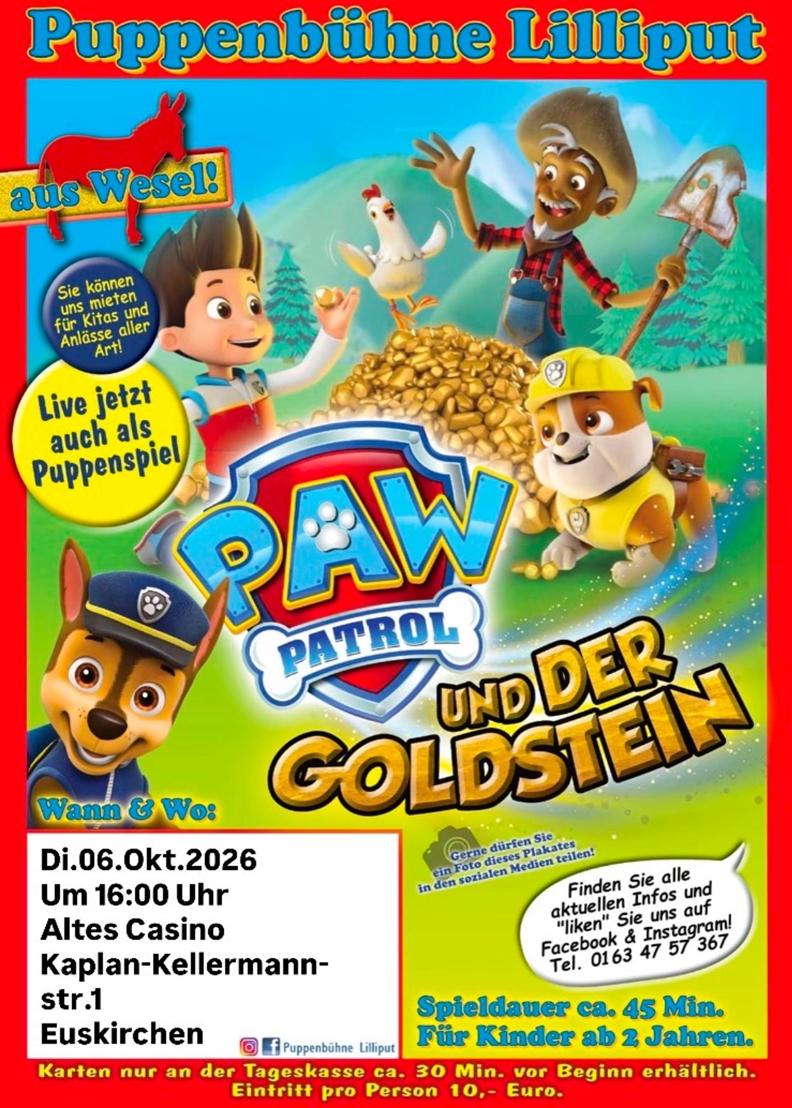 Puppenbühne: Paw Patrol und der Goldstein • Römerkanal